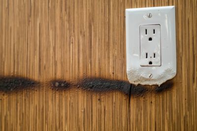 Melted electrical outlet