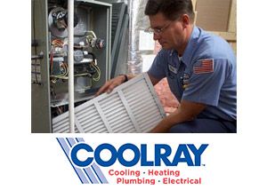 Coolray technician repairing an HVAC system in a Milton, GA home