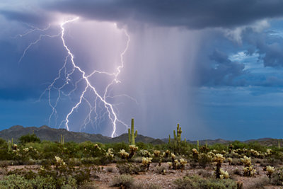 arizona desert with a monsoon storm