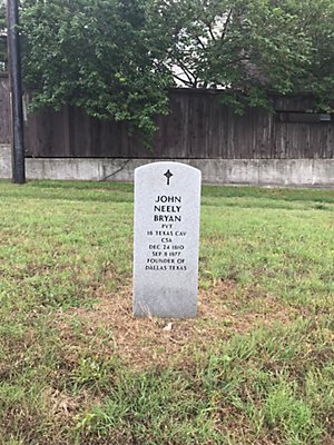 A headstone marking the possible burial place of John Neely Bryan,