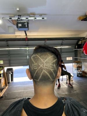 NexGen Logo shaved into back of head