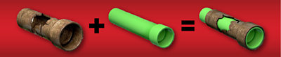A green pipe on a red background