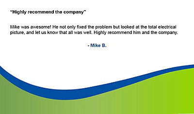 outlet repair and installation testimonial