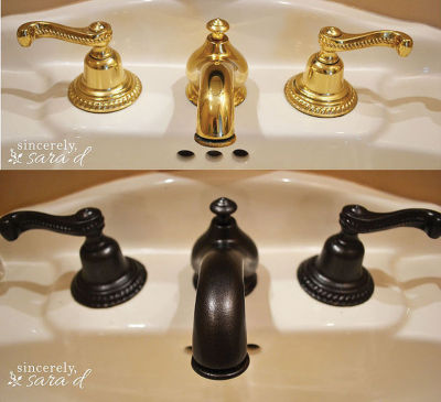 Brass bathroom sink painted black