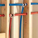 Pex pipes installed inside a wall