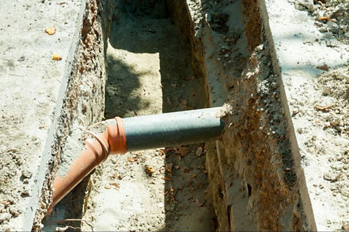 a pipe in a trench