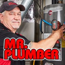 Mr. Plumber fixing a water heater