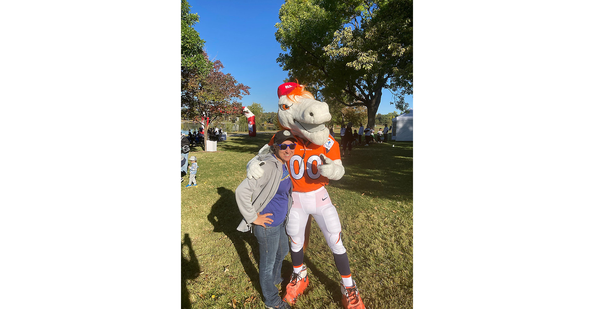 At the ALS event with horse mascot