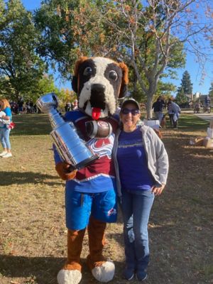 At the ALS event with the Colorado Avalanche mascot