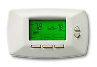 White programmatic thermostat with green screen