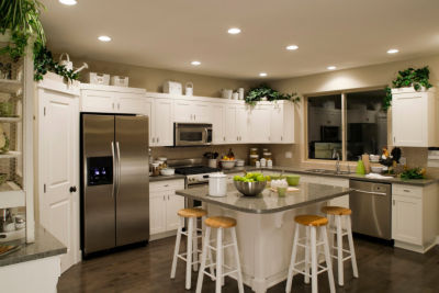 kitchen with recessed lighting 