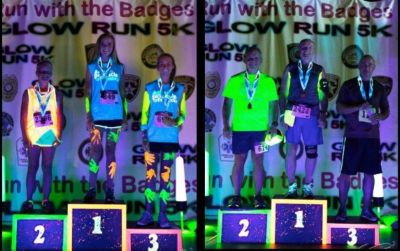 run with the badges 5k finish podium