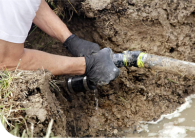 Technican replacing sewer lines