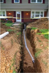 Sewerline in front yard of house
