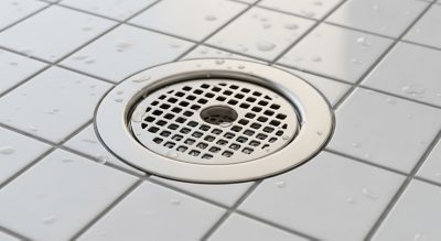 close up of shower drain