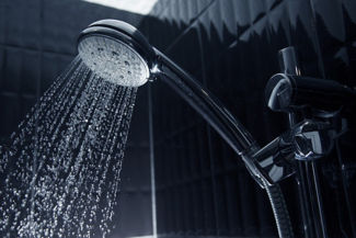 Shower faucet spraying water