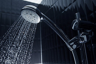 Shower faucet spraying water