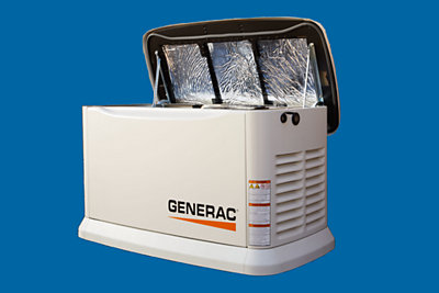 generac generator on blue background 