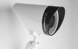 Small white security camera