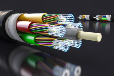 up close image of fiber optic wiring which is used in smart wiring