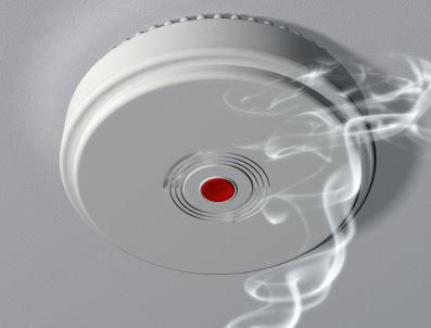 Smoke blowing up to smoke detector