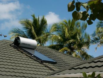 Solar panels for water heater on a Sarasota, Florida home