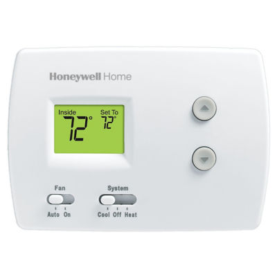 A standard honeywell home thermostat set to 72 degrees