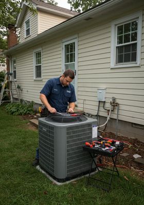 technician working HVAC unit in Glen Burnie