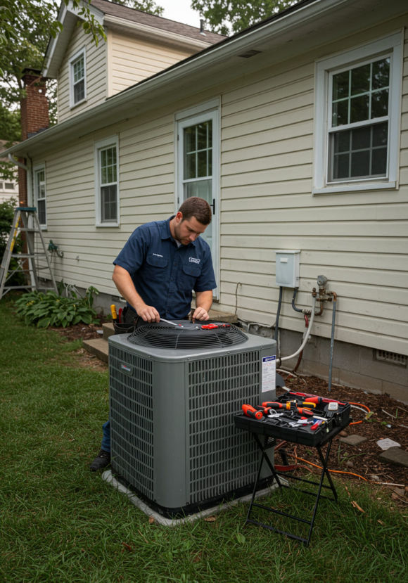 technician working HVAC unit in Glen Burnie