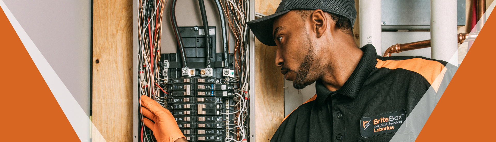 BriteBox technician with circuit panel