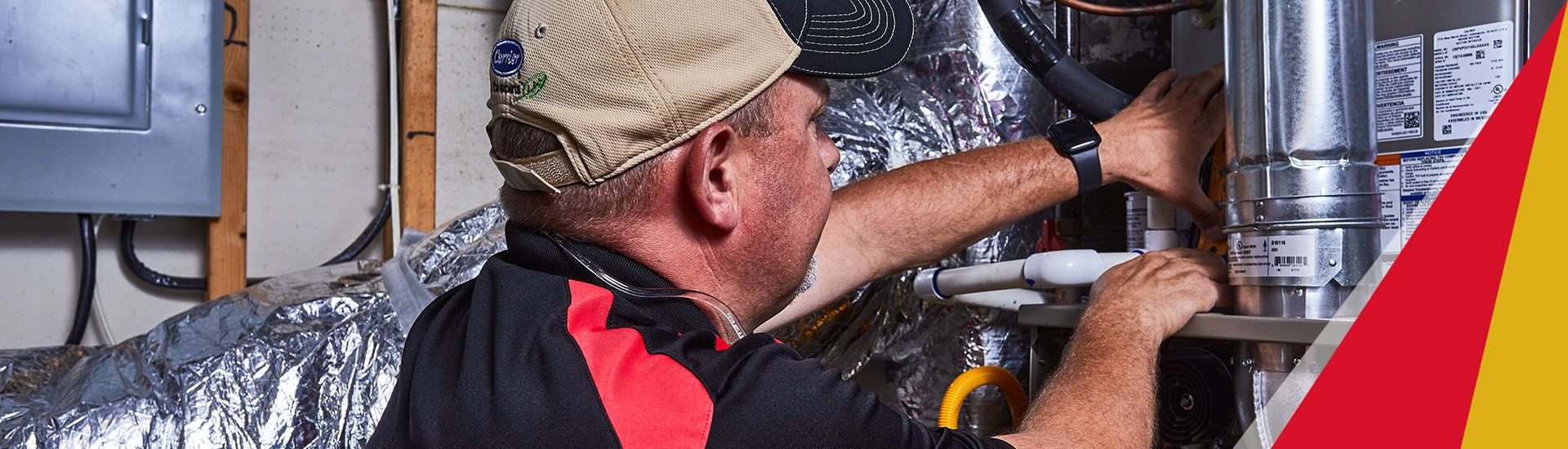 Technician working on furnace