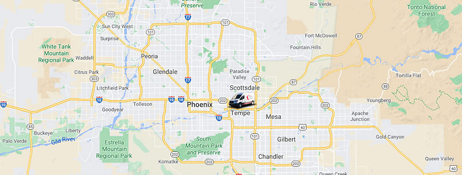 Tempa, AZ Service Area Map