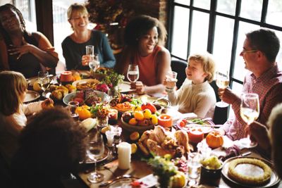 Family eating a holdiday meal together