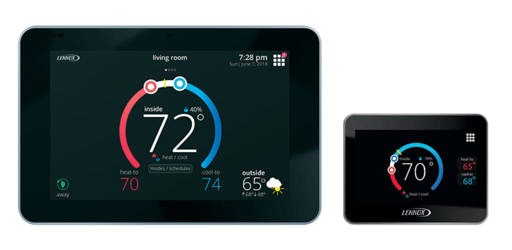 image of programmable thermostat showing heating and cooling controls