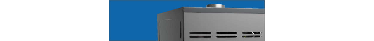 Traditional HVAC unit with a blue background