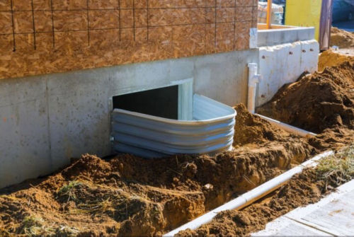 A drainage pipe in the ground