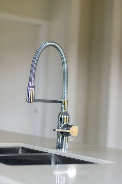 A faucet on a counter