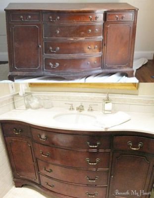 Vanity before above bathroom sink after