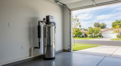 Water filtration system in a garage in Anaheim