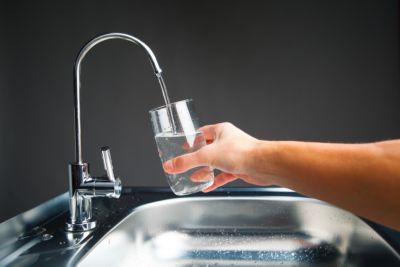 Water from RO system into a glass