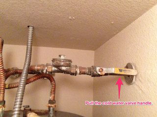 Water heater cold water valve location