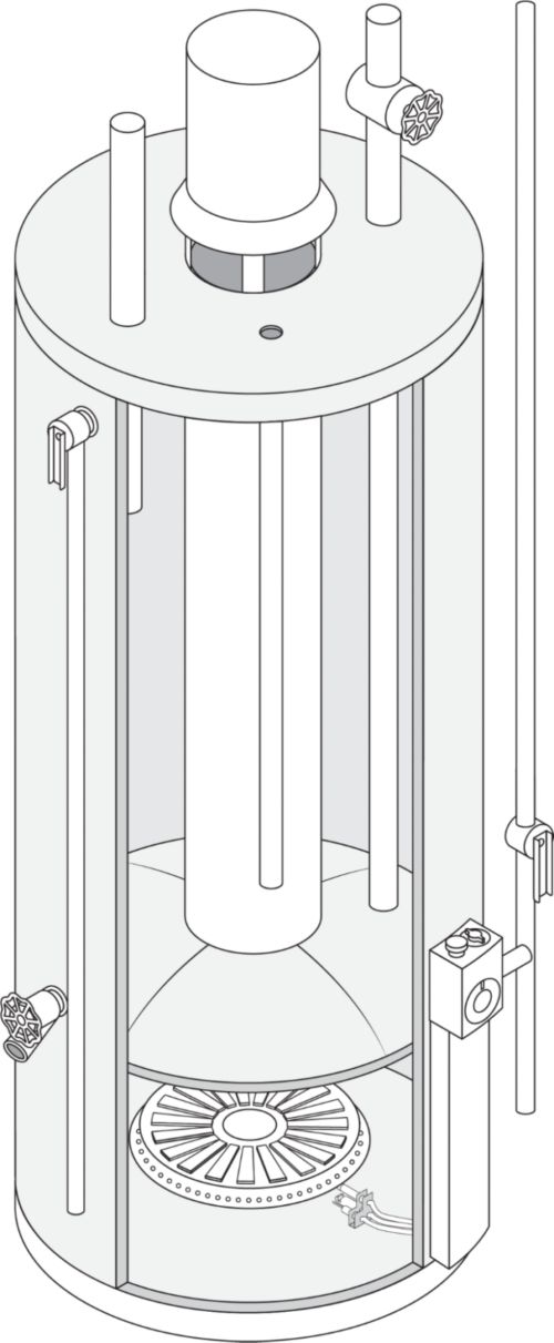 Gray tall water heater