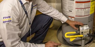 Working on a water heater