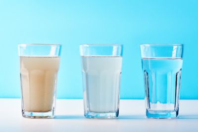 Water test results in three different glasses