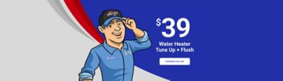 39 water heater tune up and flush promotion grey and blue with wayne