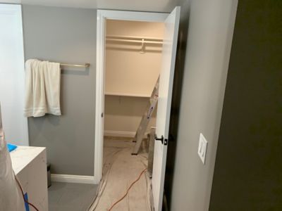 Ladder set up in closet