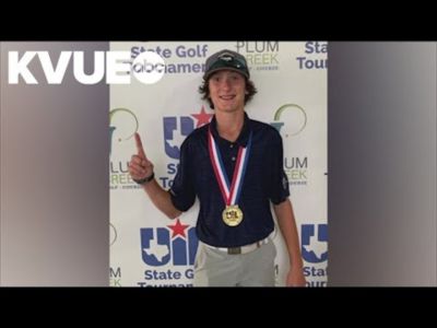 Wimberley Golfer Jaxon Donaldson wearing a gold medal.