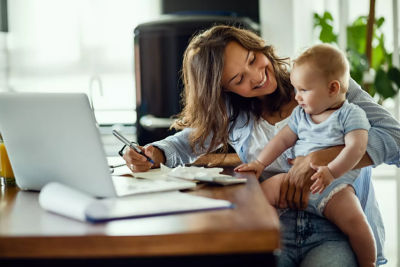 A woman and baby