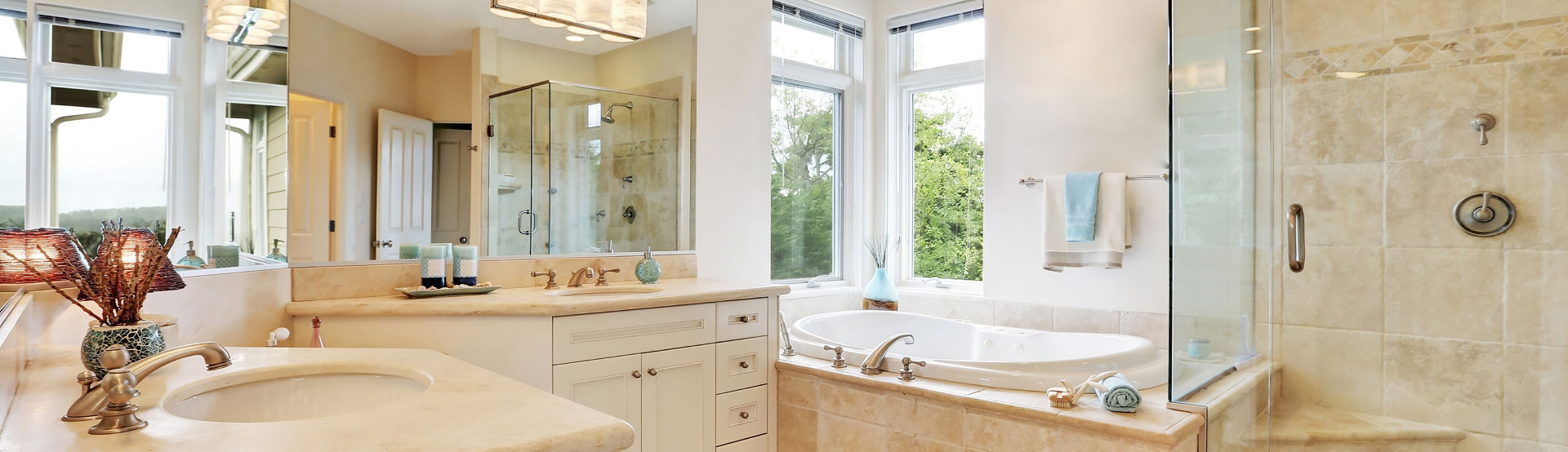 A bathroom with a bathtub and sink