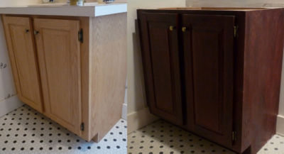 Stain polyurethane combo vanity transformation